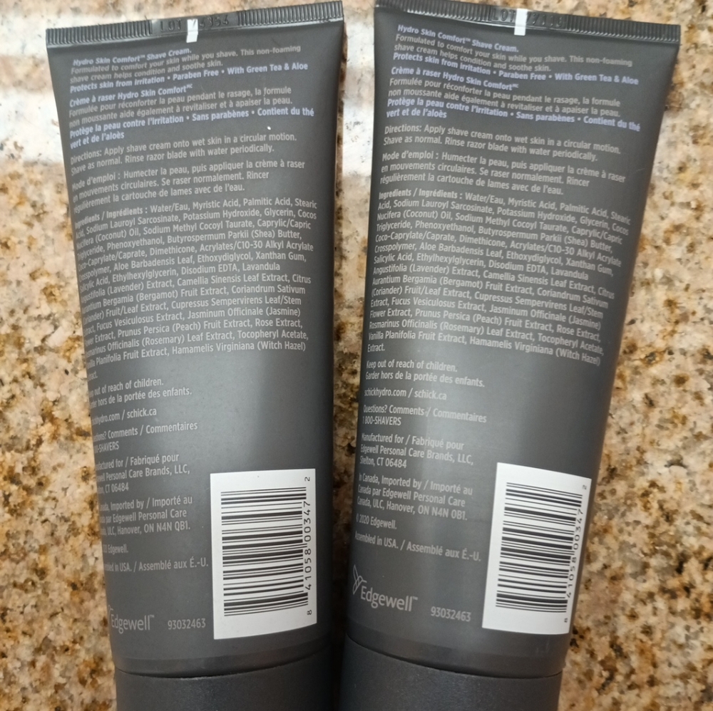 2 Schick Hydro Skin Comfort Razor Bump Fighting Green Tea & Aloe Shave creams - Picture 2 of 2